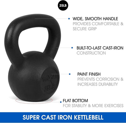 Yes4All 5-80 lbs Cast Iron Kettlebell for Dumbbell Weights Exercises, Gym, Full Body Home Workout Equipment, Push up, Grip and Strength Training