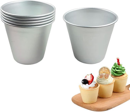 6 Packs Popover Pan， Large Individual Muffin Mold, Aluminium Pudding Cup, Chocolate Molten Mould, Raspberry Souffle Baking Maker, Brownie Tumbler -for Pie, Egg Tart, Cake (Size 3.4"x 3.2")