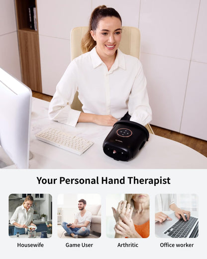 FIT KING Cordless Hand Massager with Compression & Heating, Fingers Wrap Massage for Arthritis Pain and Carpal Tunnel, Large Space for Both Men and Women (Black)