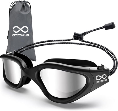 Swim Goggles, Polarized Adult Swimming Goggles Bungee Strap No Hair Pulling Anti-fog Pool Goggles for Men Women