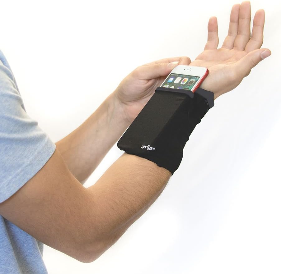 Sprigs Banjees 2 Pocket Wrist Wallet/Wrist Band/Wrist Pocket for Travel, Walking, & Running. Wallet Pouch That Holds Cash, Card, ID's, and More