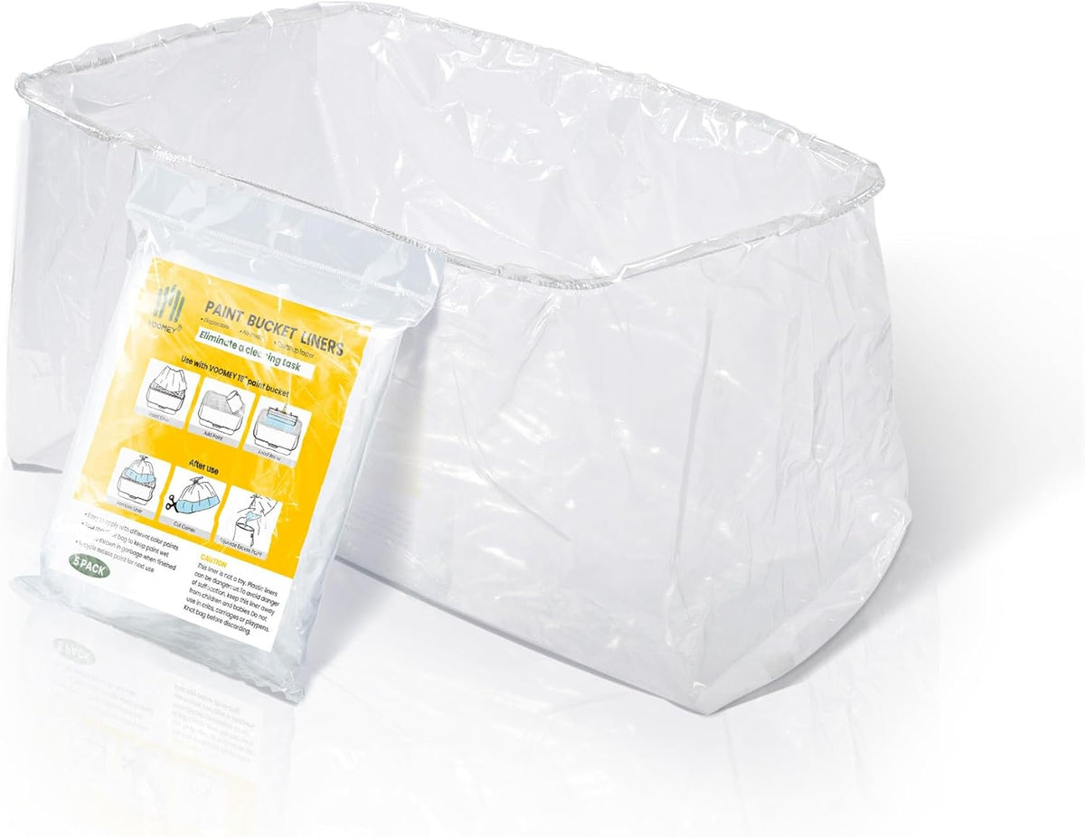 VOOMEY Paint Bucket Liner, 18-Inch Plastic Paint Bucket Liner Bag, 5pcs,Reinforced Bottom, Large Capacity Liner with Elastic Opening