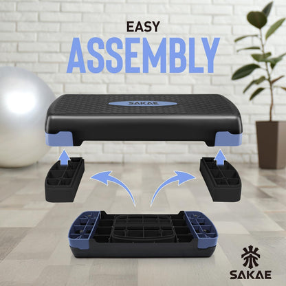 Adjustable Height Aerobic Stepper Set, Multiple Bundle Options with Dumbbells, Kettlebell, Waist Trimmer, Ankle Weights or Weighted Vest, Workout Exercise Step Platform w/Level Risers, 4 Colors
