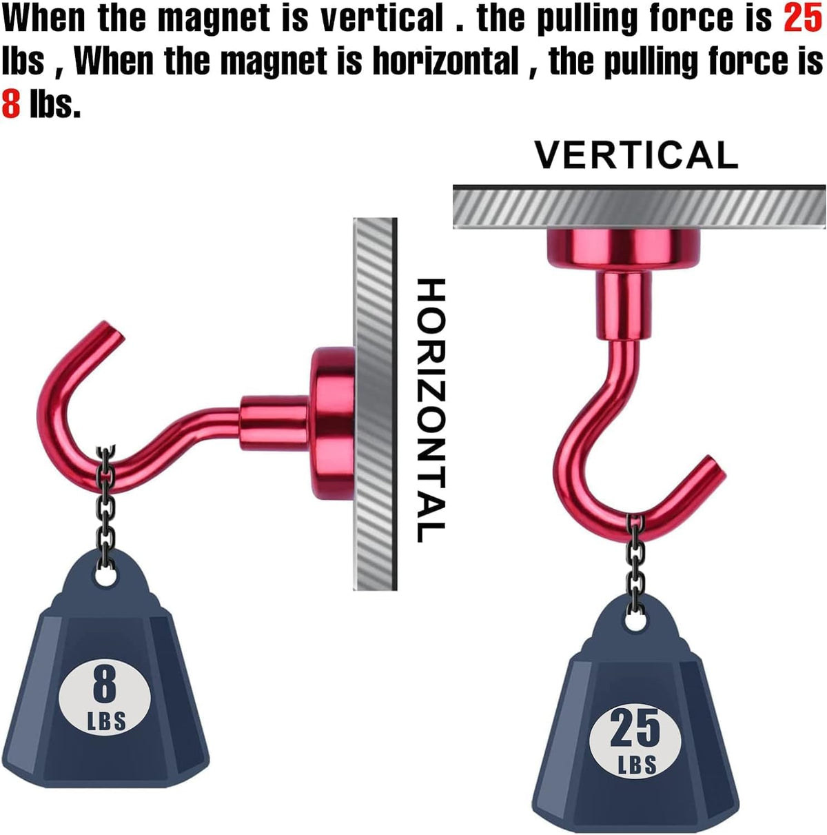 DIYMAG Magnetic Hooks, 30Lbs Strong Heavy Duty Cruise Magnet S-Hook for Classroom, Fridge, Hanging, Cabins, Grill, Kitchen, Garage, Workplace and Office Etc, (20 Pack-Red)