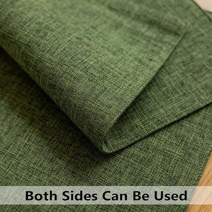 Demetex Dark Green Placemats Set of 8 Decorative Linen Textured Place Mats Heat Resistant Plate Table Mats for Cafe Party Banquet Tables, 13x19 inch, Green