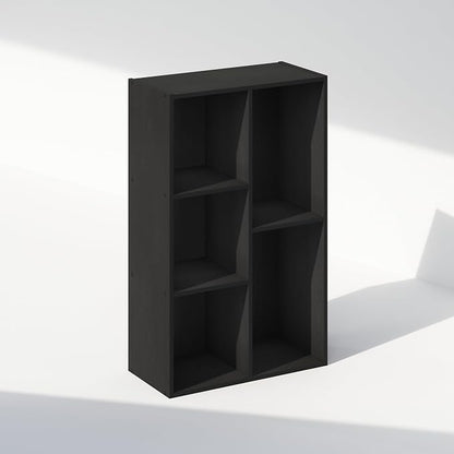 Furinno Reed Closet Organizers and Storage, 5-Cube Reversible Closet Shelves, Closet Organization Shelf, 9.4 x 19.5 x 31.5, for Bedroom, Closet, Blackwood