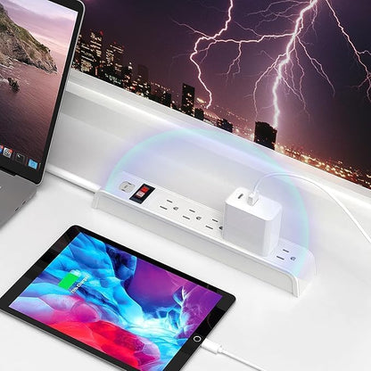 Power Strip Surge Protector, 6 Feet Extension Cord, 600 Joules Surge Protection, Multiple Protection 6 Outlet Strip, ETL Listed, 2 Pack