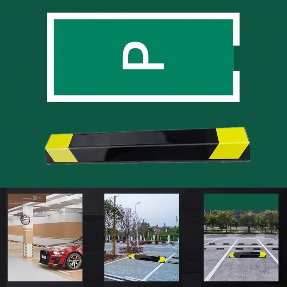 16" Heavy Duty Parking Aid for Garage, Car Parking Stopper for Garage 2 Pack, Parking Aids Protects Car, Parking Stopper Easy to Install (2 Pack 16" L x 1.25H)