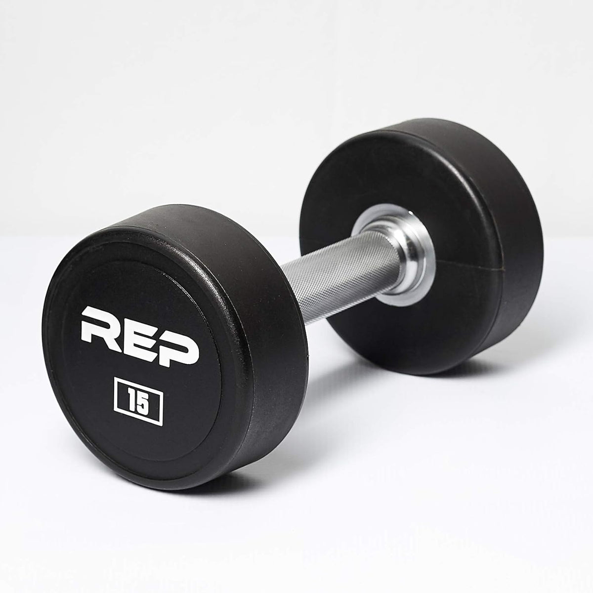 REP Fitness Urethane Coated Round Dumbbells, 5 to 100 lbs, Singles or Pairs, With or Without Rack, Steel Core, Rubber Encased, Chrome Handles, Professional Weights for Home Gym Strength Training