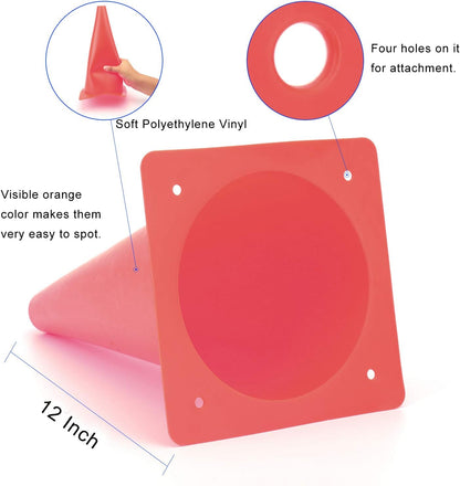 12 Inch Traffic Training Cones, Plastic Safety Parking Cones, Agility Field Marker Cones for Soccer Basketball Football Drills Training, Outdoor Sport Activity & Festive Events - 6 Colors