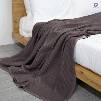 GOTS Certified Organic Cotton Waffle Weave Blanket, King Bed Blanket,108"X90" Cozy Throw Blanket for Couch, Modern Home Decor, Throw Blankets,Waffle Blanket, Soft Bed Blankets -Charcoal Grey