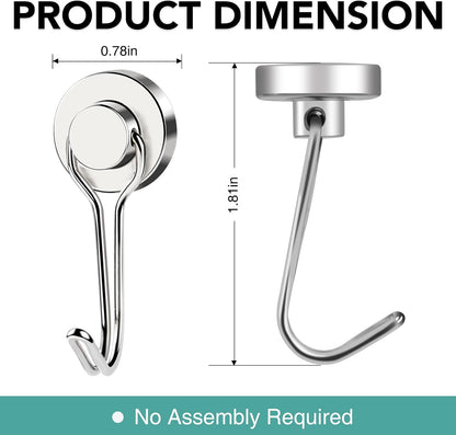 MIKEDE Magnetic Hooks, 40LBS Strong Neodymium Magnetic Hooks Heavy Duty, Swivel Swing Magnets with Hooks for Cruise, Hanging, Magnetic Refrigerator Hooks for Grill, Locker - 28 Pack