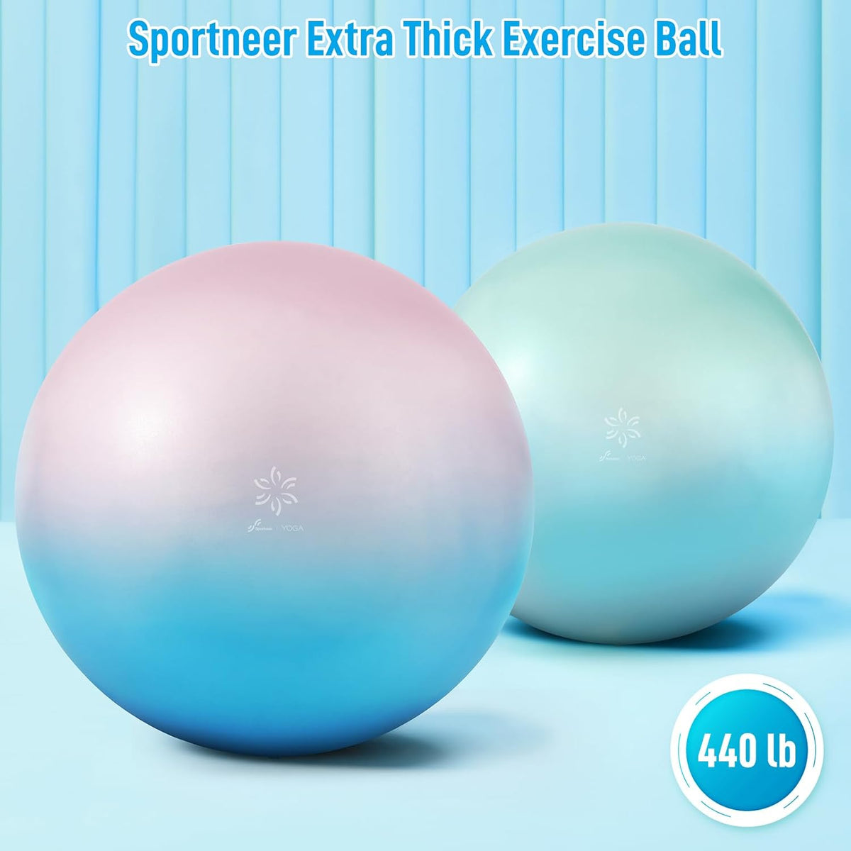 Sportneer Extra Thick Exercise Ball - 25.6''Yoga Ball with Quick Pump - Anti-Burst and Slip Resistant Fitness Ball Chair for Pregnancy and Physical Therapy