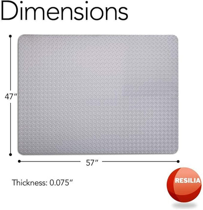 RESILIA X-Large Under Grill Mat – Heavy Duty, Reusable Outdoor Floor Protector Mats for Deck, Patio, & Garage – 57 Inch x 47 Inch, Silver Diamond Plate, Made in The USA