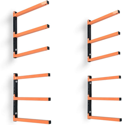 Homydom Garage Shelving Wood Rack,Lumber Storage Rack Wood Organizer Wall Mount Rack Heavy Duty Metal Saving Indoor & Outdoor Space with 3-Level, 4 Pack