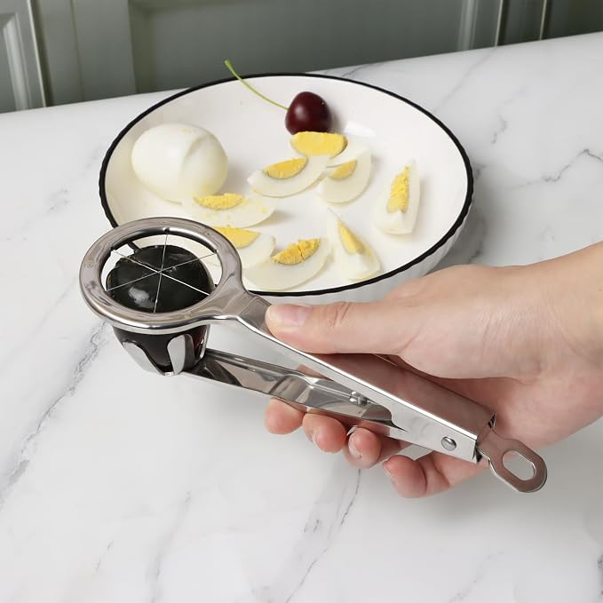 Best Utensils Stainless Steel Egg Slicer Wedger Cutter, Divides Hard Boiled Eggs Into 6 Equal Segments In One Action