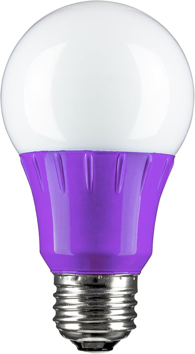 Sunlite 40946 LED A19 Colored Light Bulb, 3 Watts (25w Equivalent), E26 Medium Base, Non-Dimmable, UL Listed, Party Decoration, Holiday Lighting, 6 Count, Purple