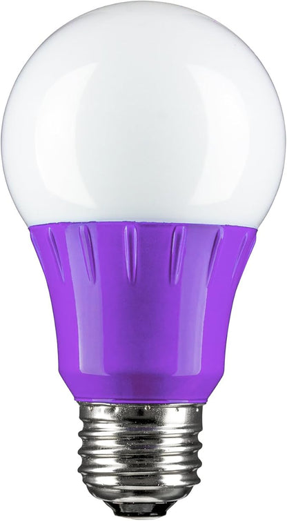 Sunlite 40946 LED A19 Colored Light Bulb, 3 Watts (25w Equivalent), E26 Medium Base, Non-Dimmable, UL Listed, Party Decoration, Holiday Lighting, 6 Count, Purple