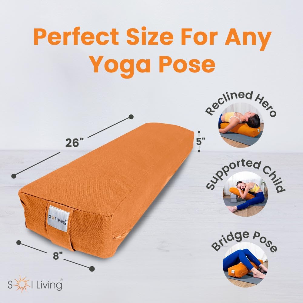 Sol Living Yoga Bolster Pillow Rectangular Meditation Cushion Cotton Meditation Accessories for Restorative Yoga Meditation Pillow Yoga Pillow Firm Body Pillow Bolster Pillow for Legs Removable Cover