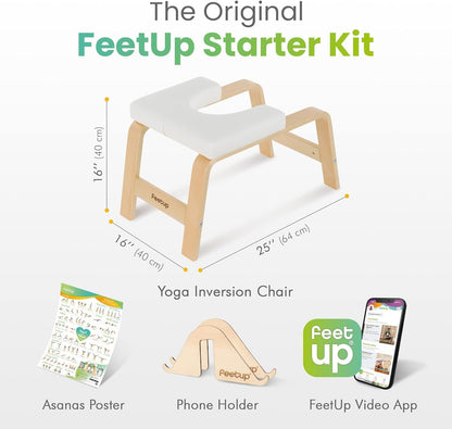 FeetUp - The Original Yoga Headstand Bench, Vegan Handstand Trainer Bench and Stand, Strength Training Inversion Equipment for Relaxation and Strength, Includes App & Starter Kit, #1 Worldwide