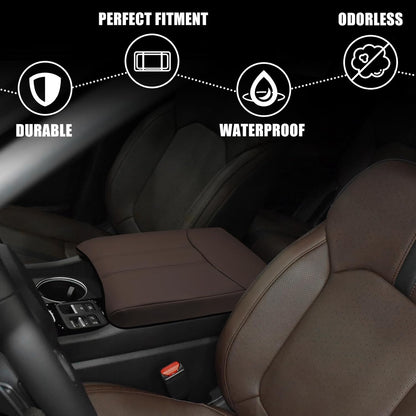 Muslogy Center Console Cover Compatible with Honda Pilot 2023 2024 2025, 2024-2026 Ridgeline/Passport Accessories Armrest Cover Pad Lid Cushion Middle Console Protector Leather Extra Soft(Dark Brown)