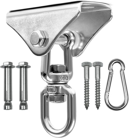Yes4All Punching Bag Hanger, Stainless Steel Swivel Chain with 4 Snap Hooks for Heavy Bag, Gym Swing, Trapeze, and Hammock