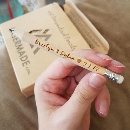 Personalized Name Pencils,Bridal Shower Pencils for Games, mini Pencils with Eraser, Personalized Golf Pencils, Half Pencils with Eraser, Wedding Favors for Guests Bulk (10 PCS)