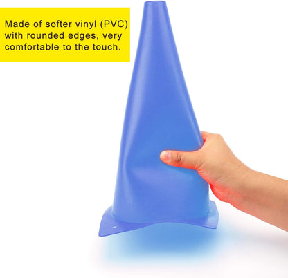 12 Inch Traffic Training Cones, Plastic Safety Parking Cones, Agility Field Marker Cones for Soccer Basketball Football Drills Training, Outdoor Sport Activity & Festive Events - 6 Colors