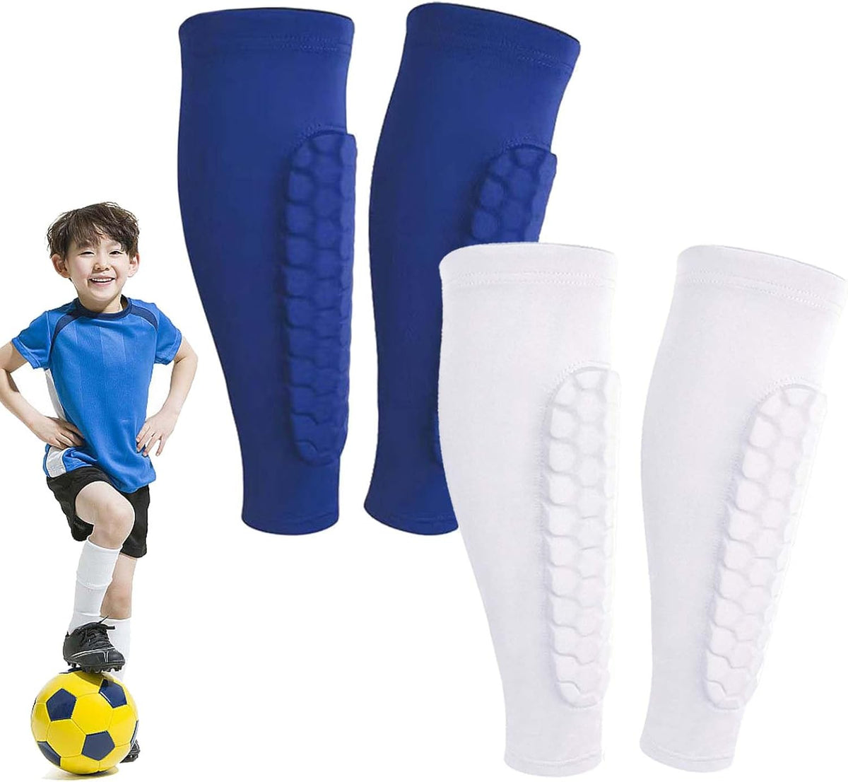 Shin Defender Shin Guards Kids 2 Pair, Shindefender Shin Guards Soccer, with Honeycomb Pads, for Soccer Kids Youth Adult