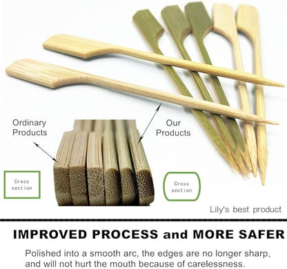 HOPELF 4.7 inch Bamboo Paddle Picks Skewers for Cocktail，Appetizers，Fruit Kabobs，Sandwich，Barbeque Snacks.Wood pick More Size Choices 3.5''/ 4.7''/ 7''/ 10'' (Pack of 100)