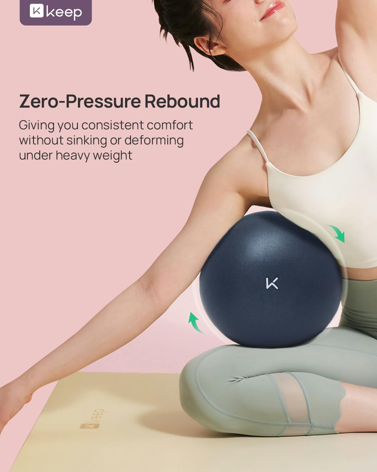 KEEP Pilates Small Exercise Ball Anti-Burst - Thickened Yoga Ball With Pump for Physical Therapy, Fitness, Workout, and Core Strength