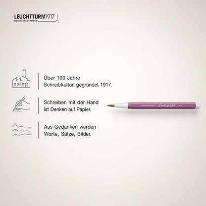 LEUCHTTURM1917 372213 Twist Pen No. 1, Brass, Aluminum, Blue Ink Ballpoint Pen, Design Award-Winning, Dusty Rose