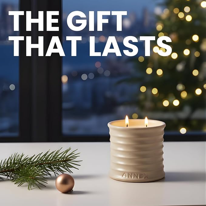 Scented Luxury Citronella Candles outdoor, Mosquito Bug Repellent | Handmade Ceramic Jars, Soy Wax | Cloudy Pillow - Fig Leaf & Lemon, Large Natural Candle | Non Toxic, 2 Wicks, Reusable Big Beige Jar