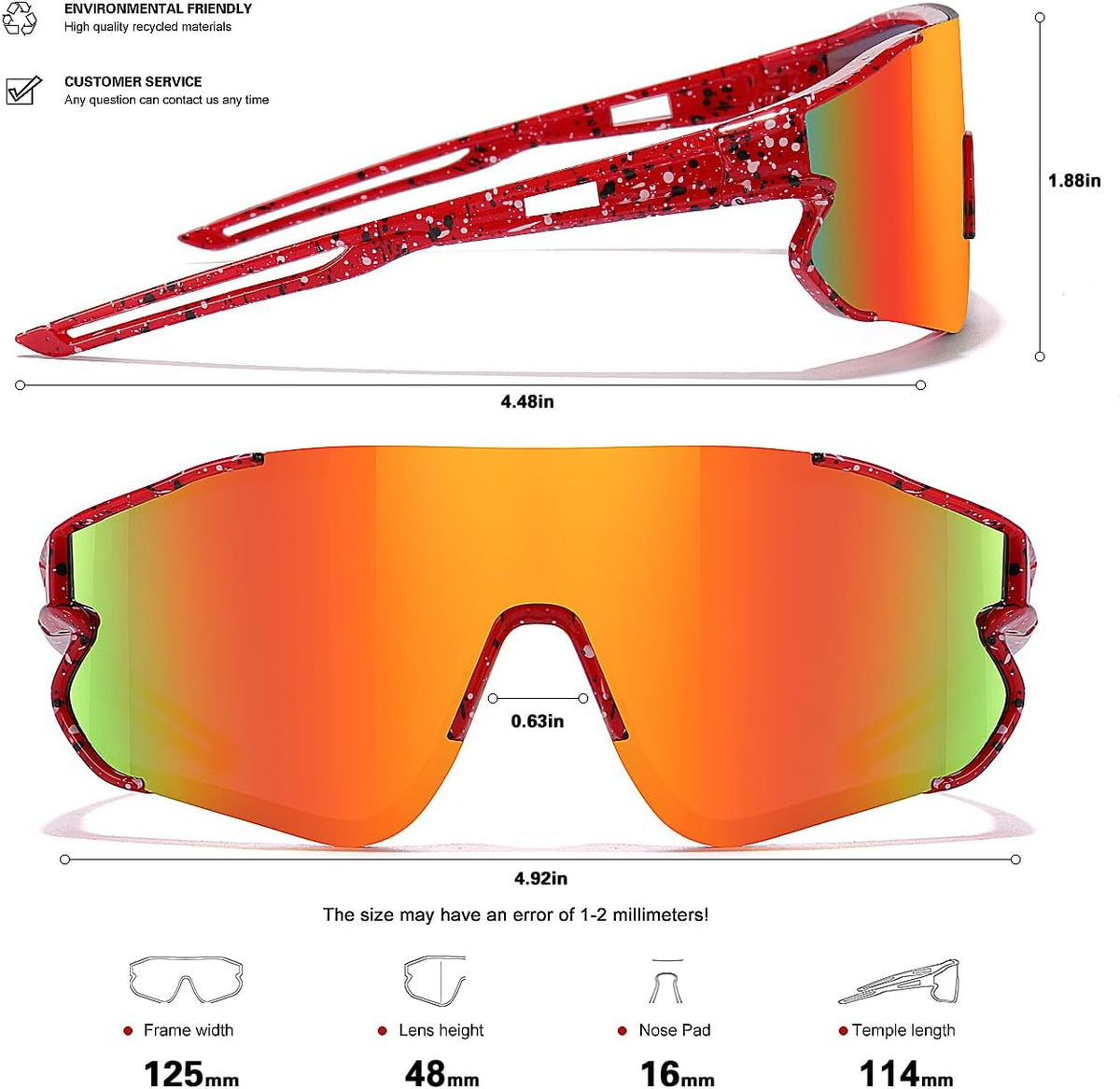 Kids Baseball Sunglasses for Boys Girls Youth Softball Cycling Sports Sunglasses UV400 Protection Age 5-12