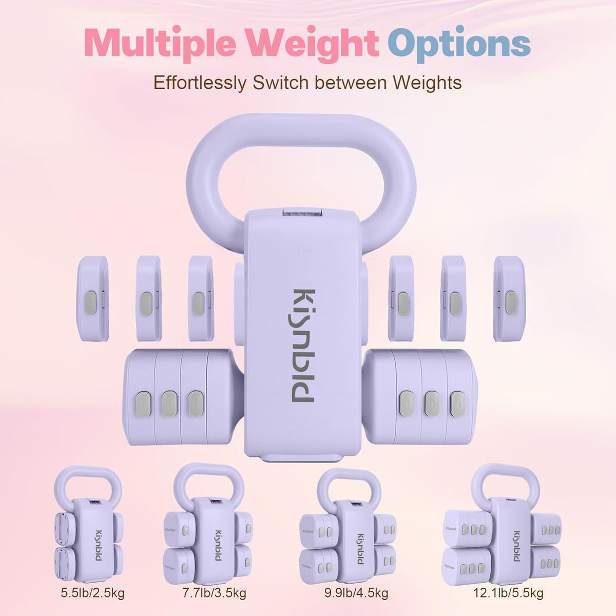 Adjustable Dumbbell Set of 2, 4 in 1 Free Weights Dumbbells Set for Women with Fast Adjustment, Each 2lb 3lb 4lb 5lb Hand Weights Set for Home Gym & Outdoor Exercise Training