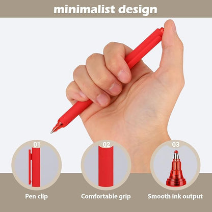 WY WENYUAN 30 Pack Red Click Ballpoint Pens, 1.0mm Medium Point