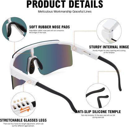 MALIDAK Sports Sunglasses for Mens Women Youth Baseball Sunglasses UV400 Protection Men Cycling Glasses