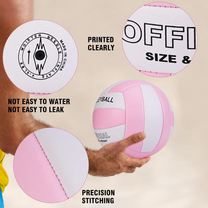 EVZOM Super Soft Volleyball Beach Volleyball Official Size 5 for Outdoor/Indoor/Pool/Gym/Training Premium Volleyballs Equipment Durability Stability Sports Ball