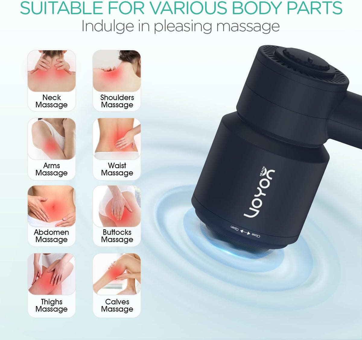 VOYOR-HEALTH Handheld Cellulite Massager, Electric Cellulite Remover Body Sculpting Massage with 5 Replaceable Heads for Arm,Thigh,Calves, Cordless & Rechargeable Deep Tissue Massager CM410 (Blue)