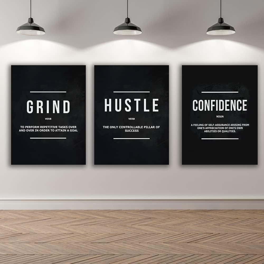 Yetaryy Motivational Poster Inspirational Wall Art 3 Pieces Canvas Painting Lion Artwork for Living Room Office Modern Home Decor Prints Pictures Wall Decor Framed Ready to Hang [36''Wx 16''H]