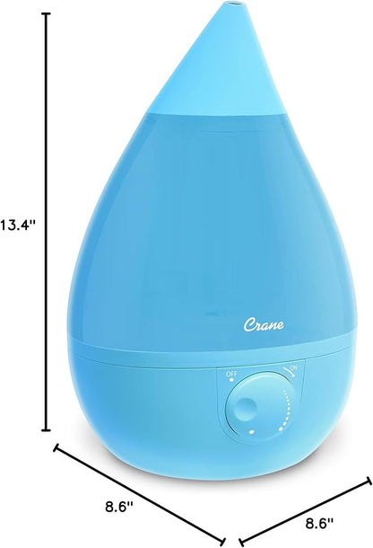 Crane Ultrasonic Cool Mist Humidifier for Bedroom, Baby Nursery, Kids Room, Plants, or Office, Large 1 Gallon Tank, Filter Optional, Aqua