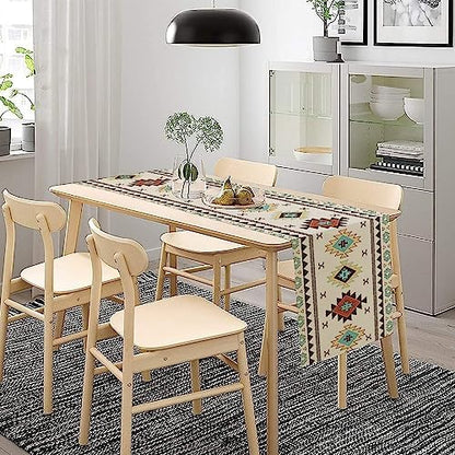 Aztec Southwest Table Runner,Ethnic Style Design Geometric Table Runners Table Setting Decor for Garden Farmhouse Wedding Party Holiday Dinner Home 13x120 Inch