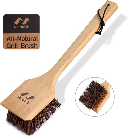 All-Natural Wooden Grill Brush and Grill Cleaner | Works as Scraper Tool for Tough Grill Residue | Bristle-Free Grill Brush for Outdoor Grill | Safe Grill Rescue Brush and BBQ Cleaner