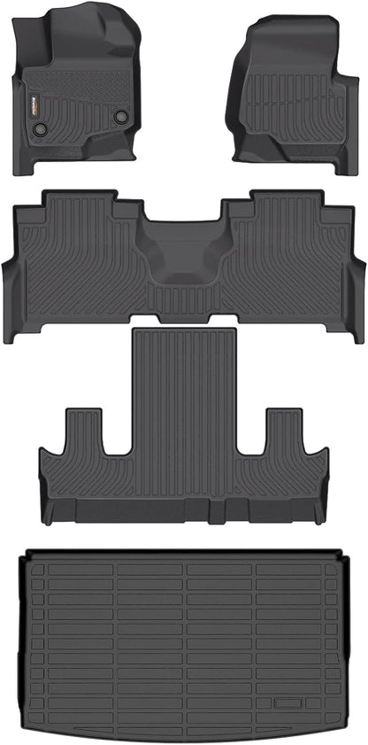 Binmotor-Floor Mats & Cargo Liner for for Expedition Max 2021-2025 (Only for 7 Seats, with 2nd Row Bucket Seat), Expedition Max Active丨Platinum丨King Ranch, TPE All Weather Car Mats Accessories
