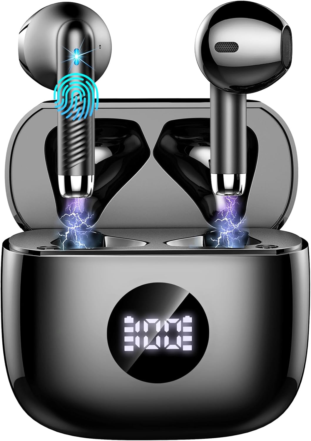 Wireless Bluetooth 5.4 Earbuds, Ear Buds LED Power Display Headphones 6D Stereo, Bluetooth Earbuds in-Ear Noise Cancelling Mic, 40H Playback Mini Case IP7 Waterproof Sports Earphones for Android iOS