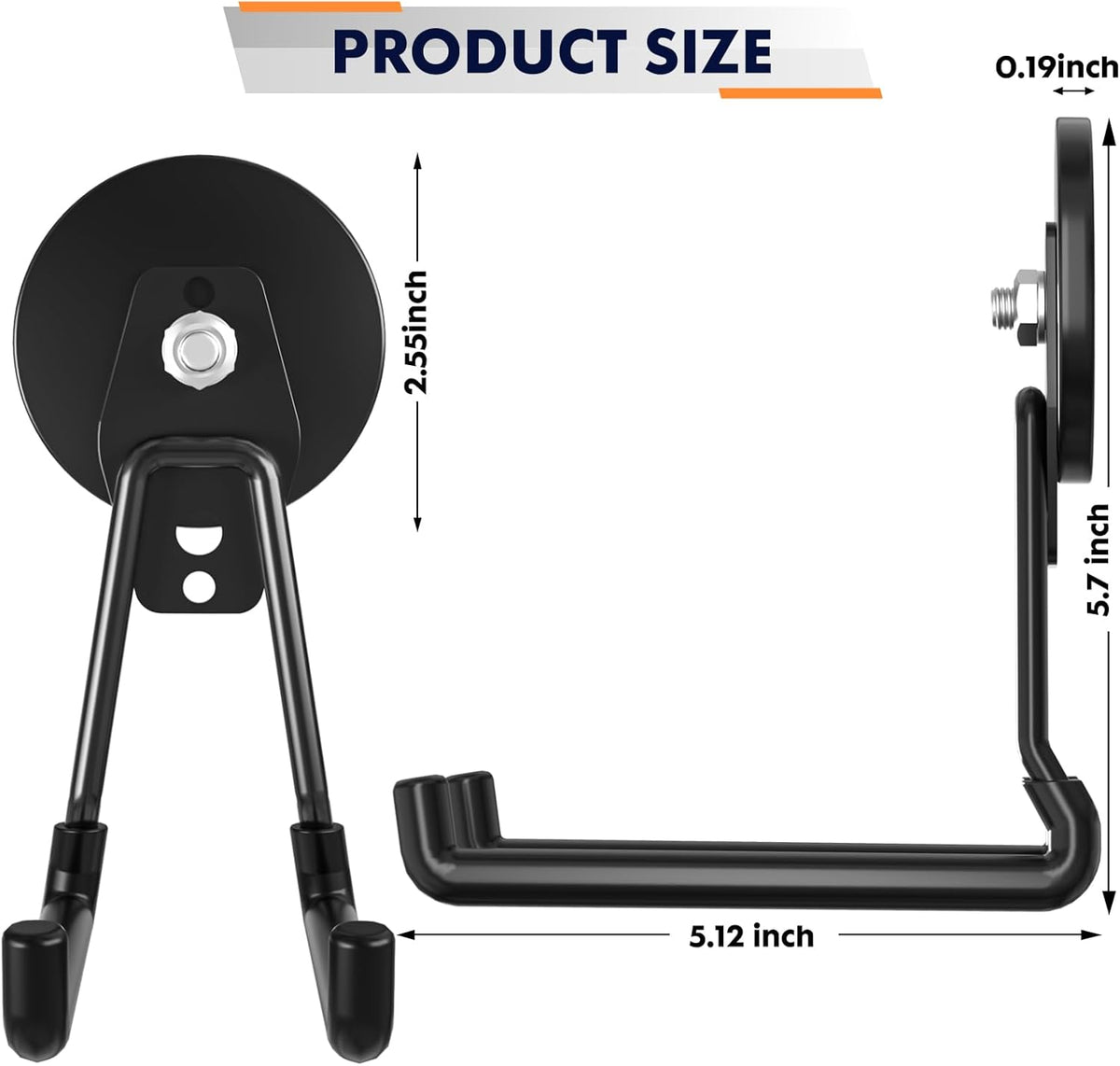 Heavy Duty Storage Magnetic Utility Hooks Large Garage Magnet Hooks with Anti-Slip Coating for Metal Cabinet,Pegboard,Garage Shelve,Garden Tools (Black3pro)
