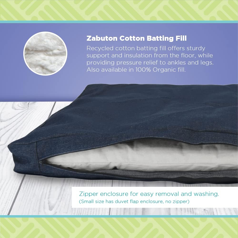Bean Products Meditation Cushion - Zabuton Meditation Pillows for Sitting on Floor, Yoga Cushion, Cotton Yoga Pillow, Zen Kneeling Prayer Pad- Made in USA - Standard 24x24x2, Natural