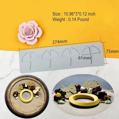 3D Hollow Leaf Fondant Lace Mold Multi Leaves Flower Candy Mold Chocolate Sugar Craft Cake Decoration Cupcake Top (B Ginkgo Leaf_10.96 * 3 * 0.12inch)