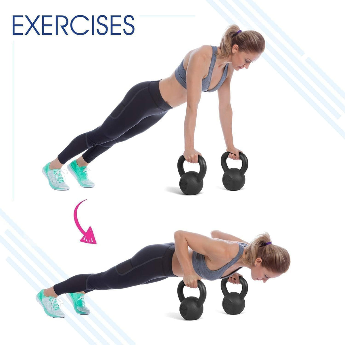 Yes4All 5-80 lbs Cast Iron Kettlebell for Dumbbell Weights Exercises, Gym, Full Body Home Workout Equipment, Push up, Grip and Strength Training