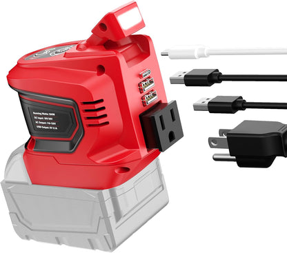 Power Inverter Compatible with Milwaukee 18V Battery,Ecarke 200W Portable Power Supply Inverter,DC 18V to AC 110V~120V Battery Station with 2 USB&AC Powered Outlet Phone Charger